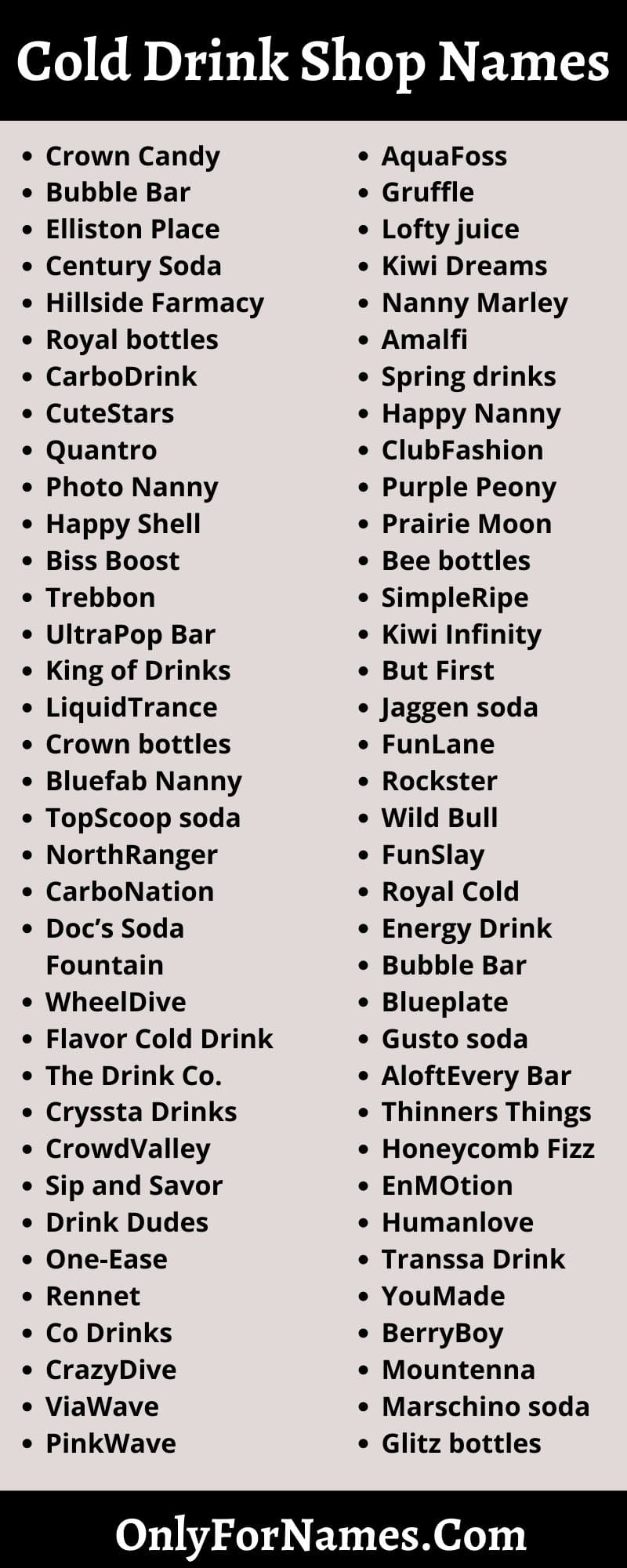 Cold Drink Shop Names