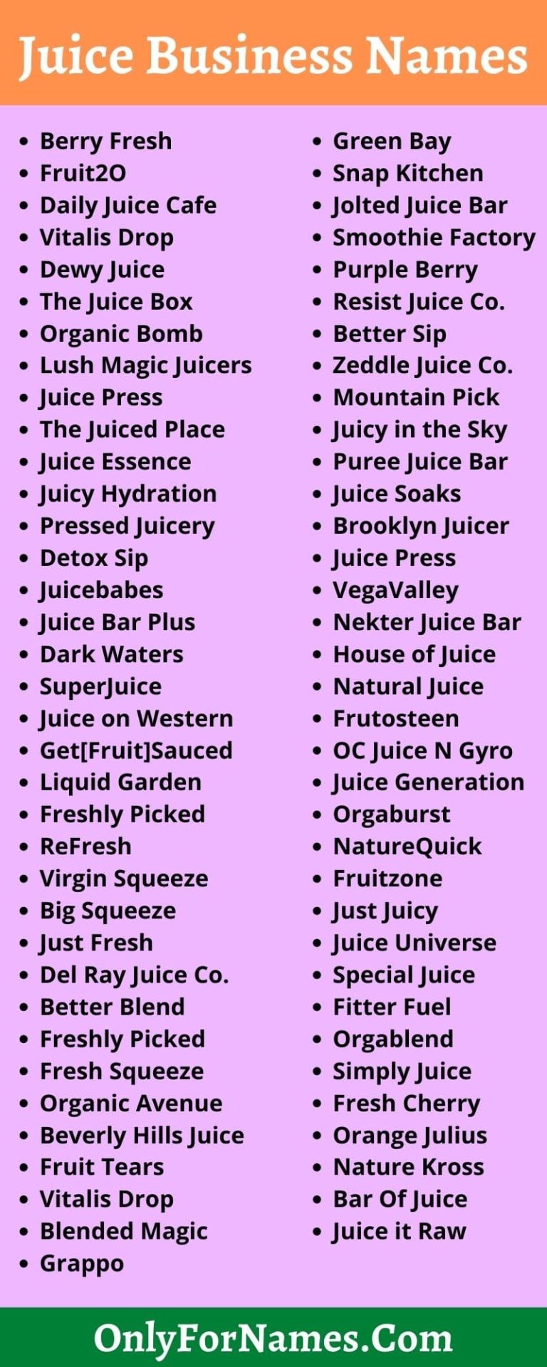 Juice Business Names [2021] Juice Bar & Smoothie Brand Names