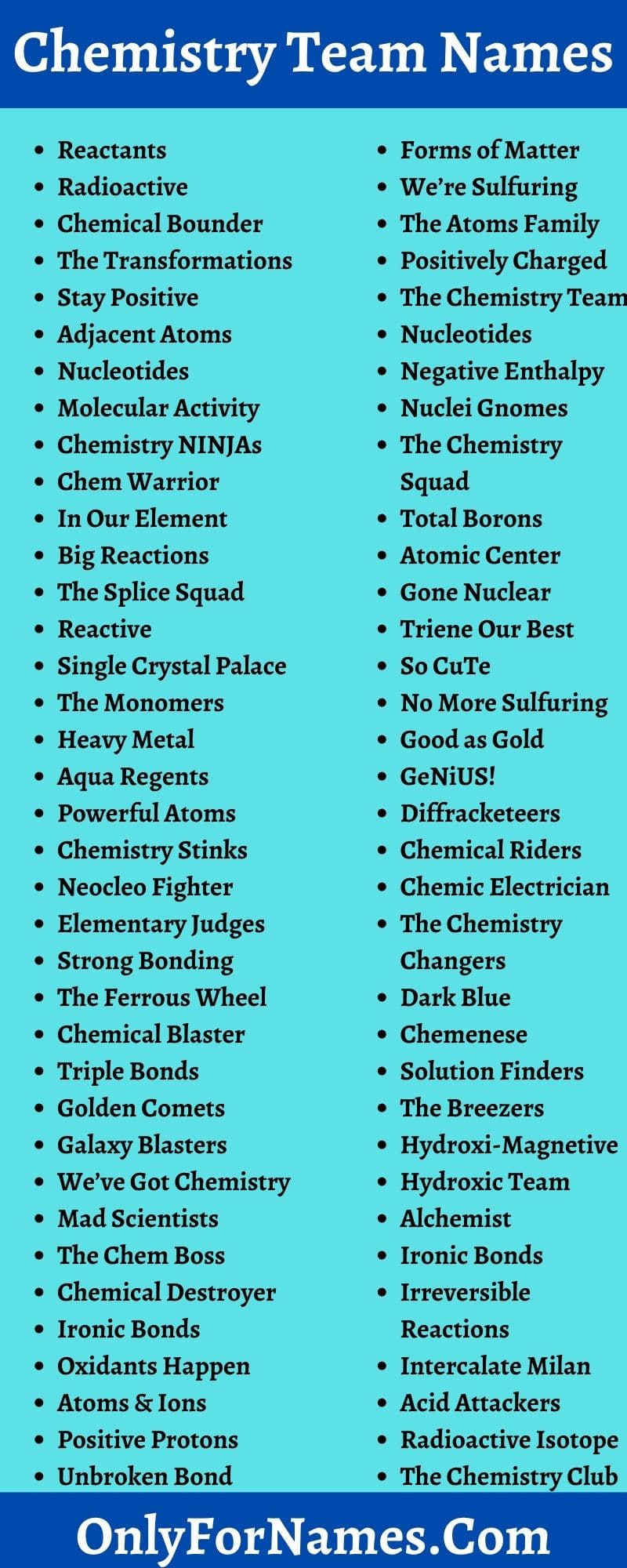Chemistry Team Names