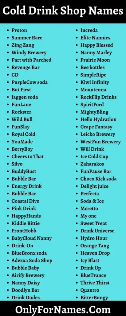 Cold Drink Shop Names To Attract Every Cold Drinks Lover