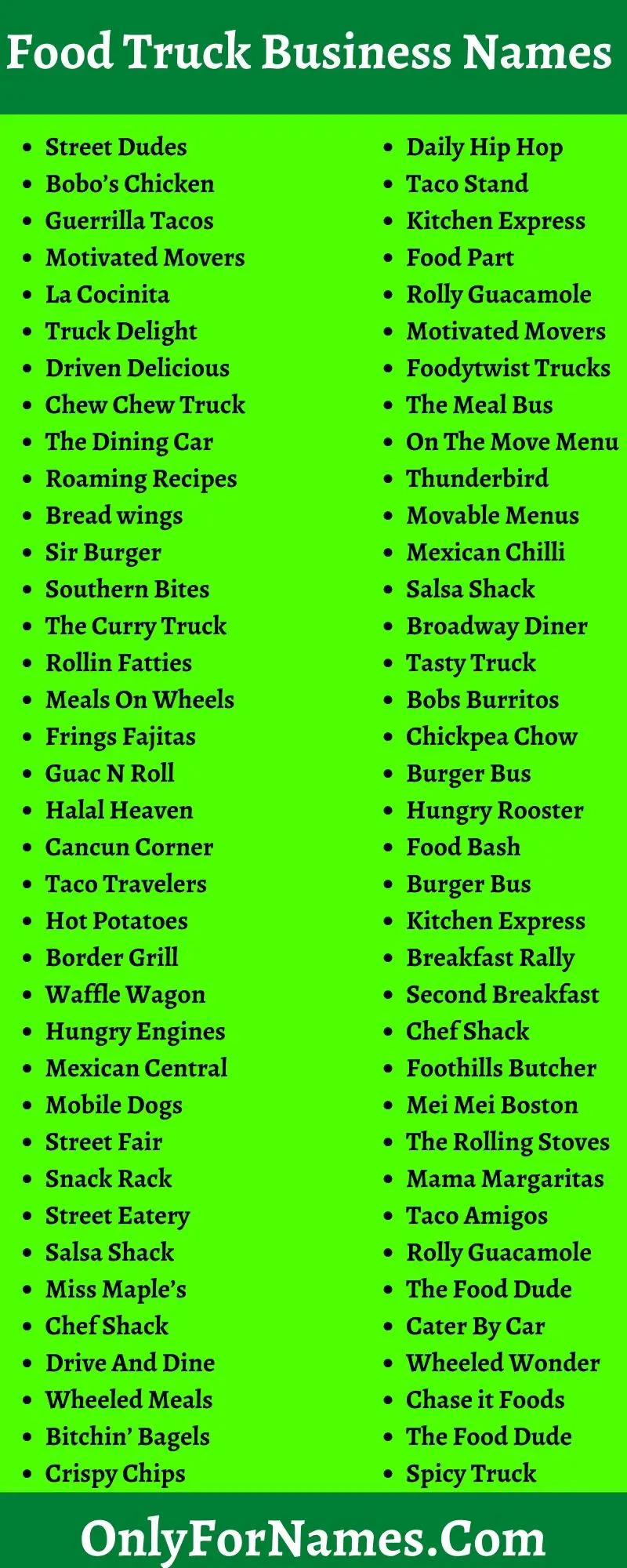 Food Truck Business Names