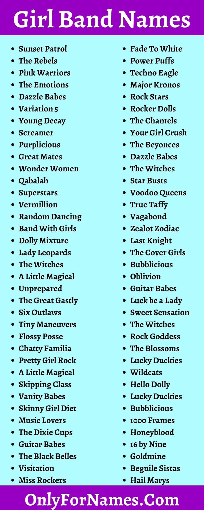 310 Girl Band Names For Rocking And Singing Girls Band