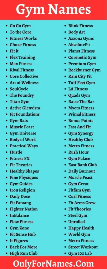 Gym Names For Cool And Good Gym Center & Gym Class