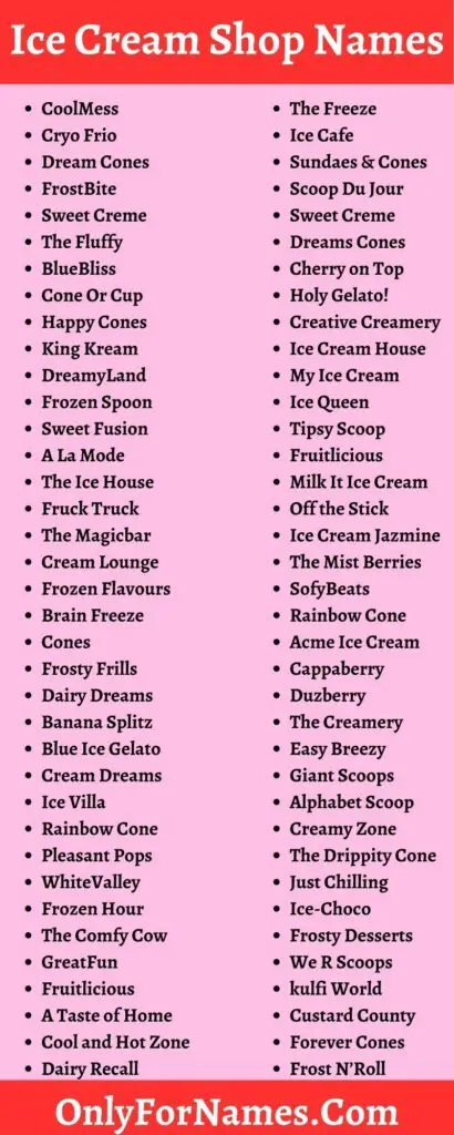 Ice Cream Shop Names For Good & Creative Ice Cream Shop