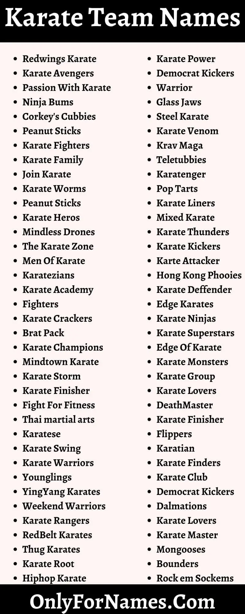 Karate Team Names