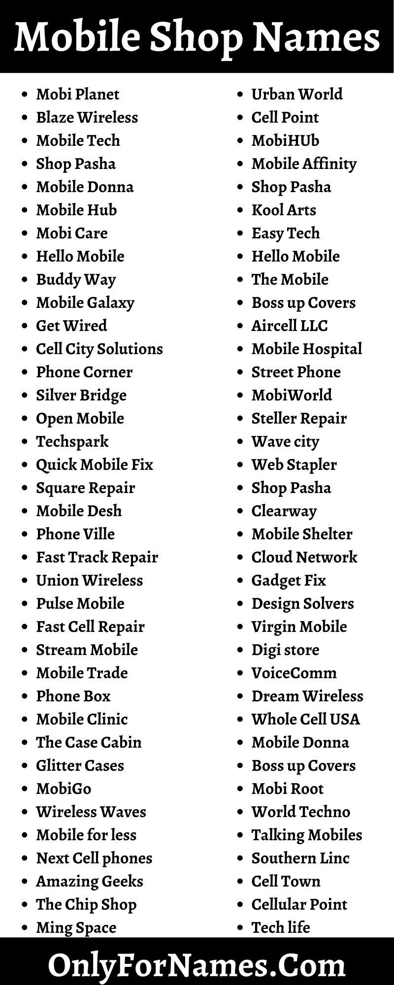 Mobile Shop Names