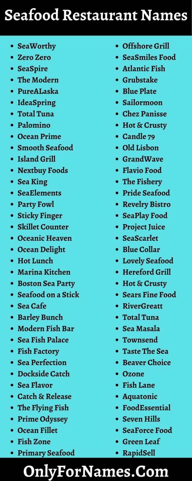 Seafood Restaurant Names For Good & Cleaver Restaurant