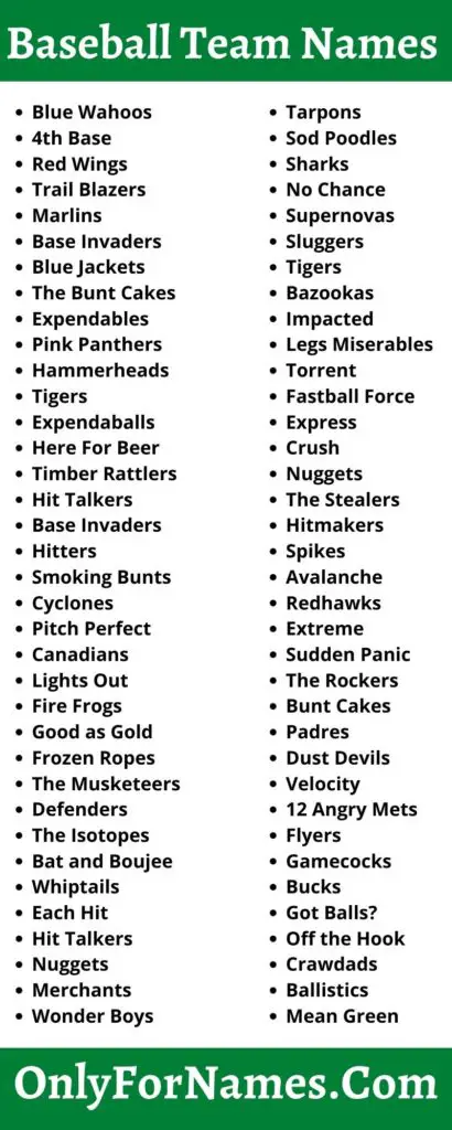 Baseball Team Names For Fantasy, Youth, Cool And Creative [2021]