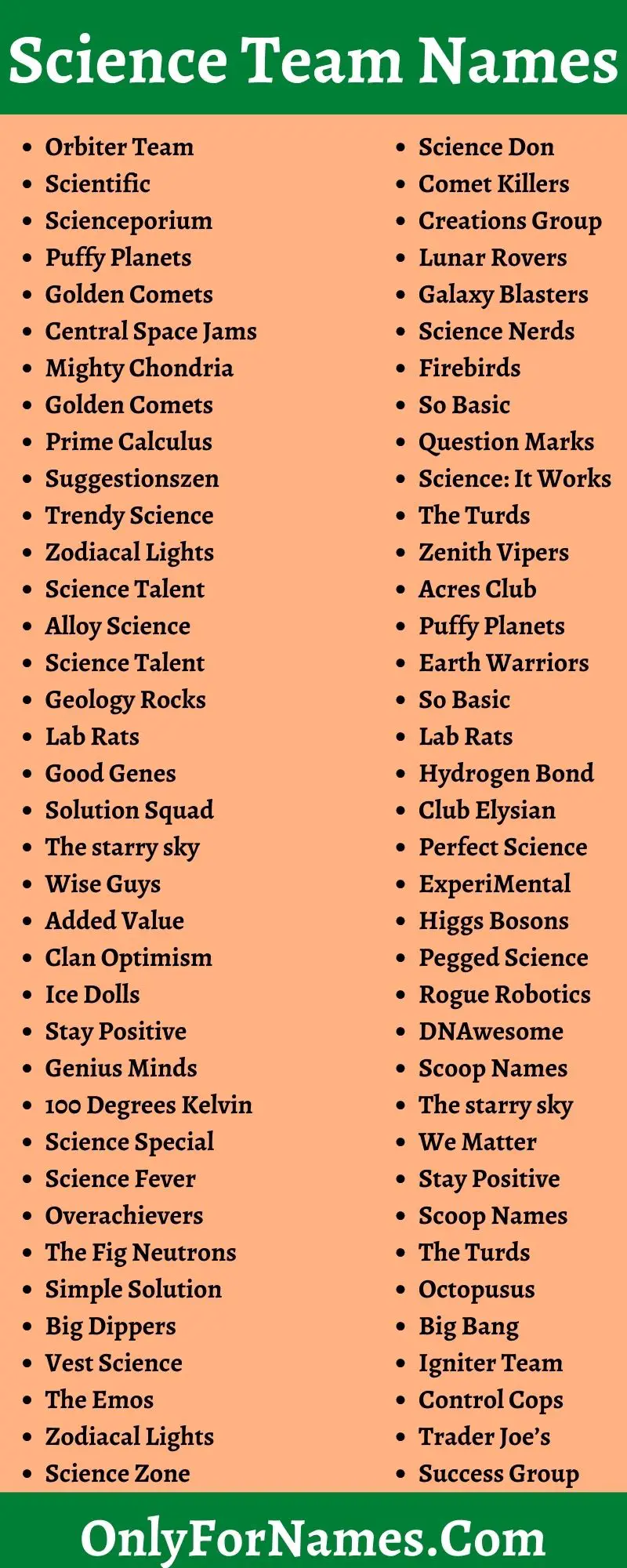 506+ Science Team Names And Science Group & Club Names