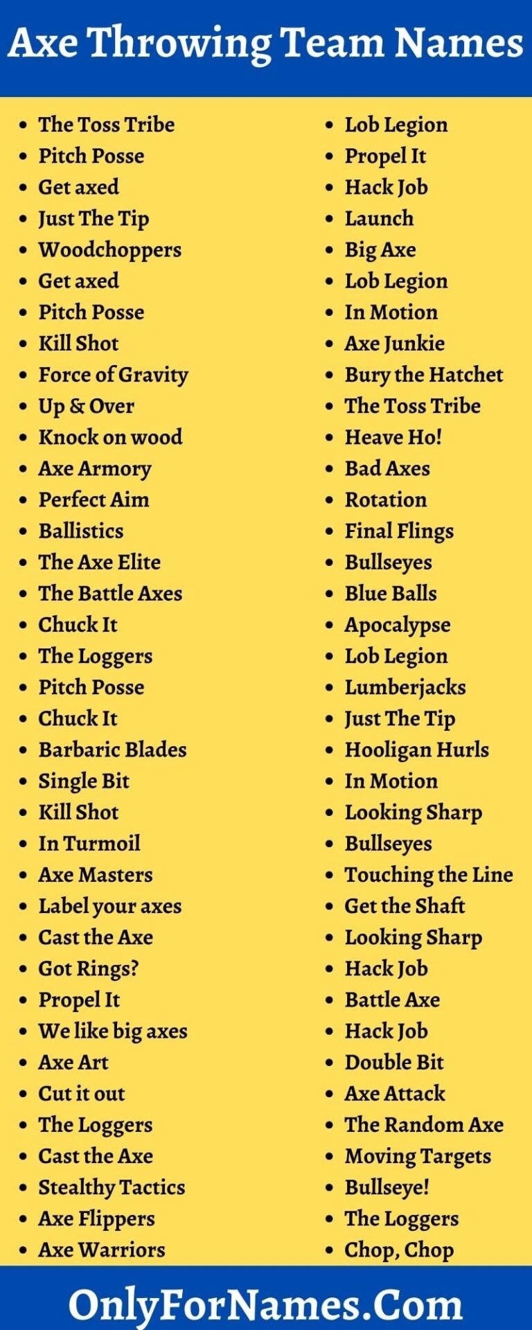 350+ Axe Throwing Team Names & Funny Lumberjack Names