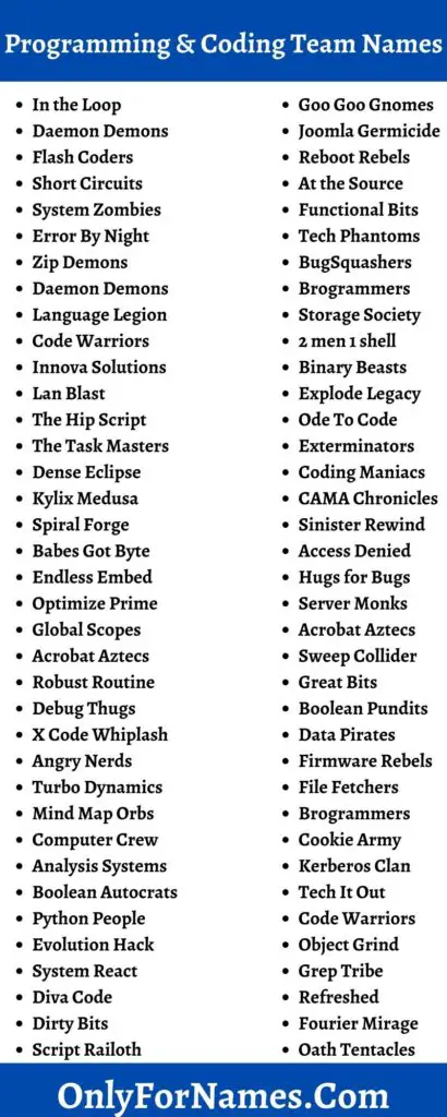 230+ Programming Team Names & Coding Team Name Ideas