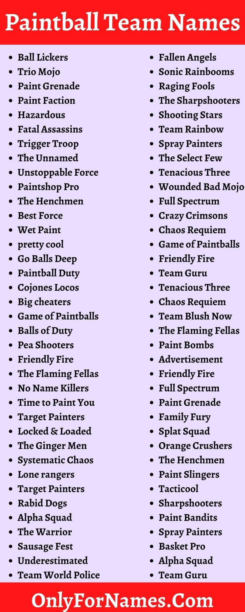 Paintball Team Names