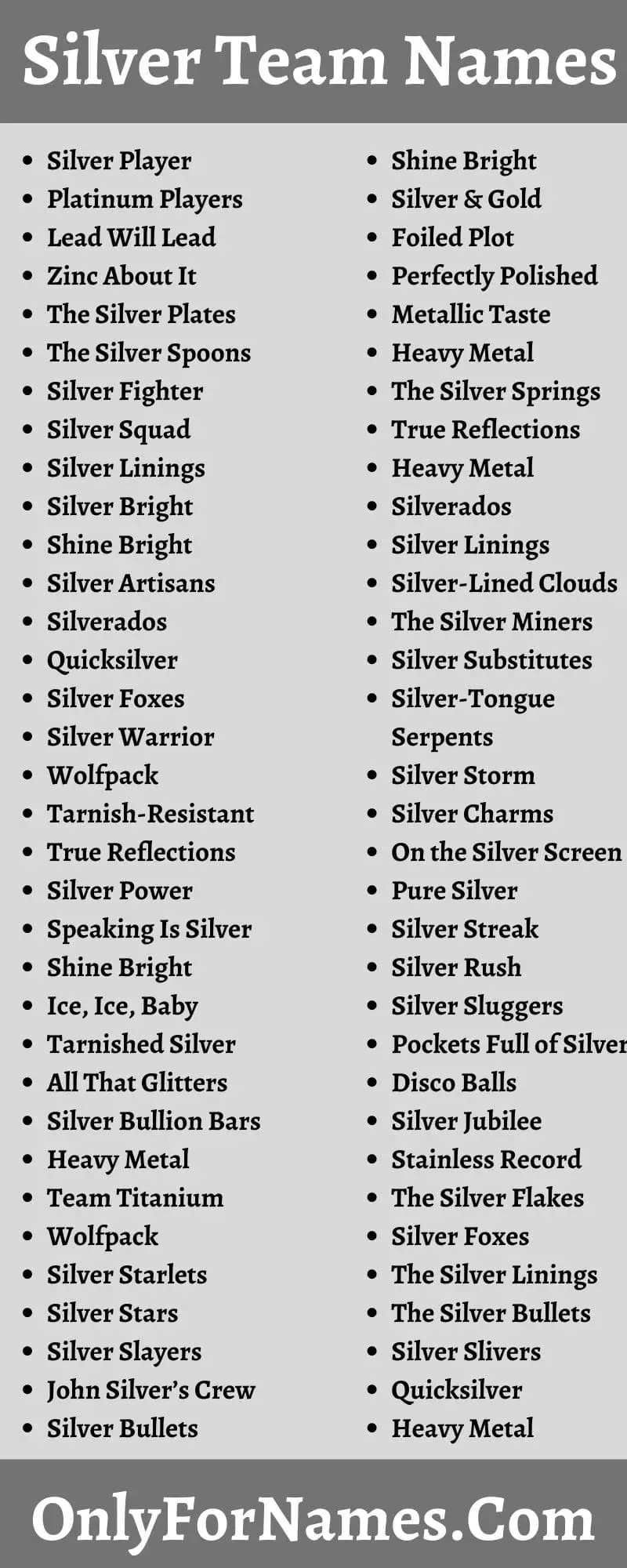 Silver Team Names