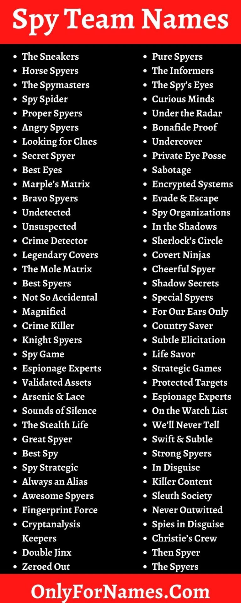 156+ Spy Team Names & Secret Organization Agency Names