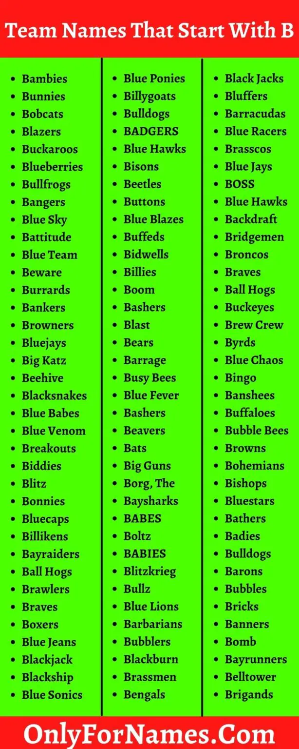 264+ Team Names That Starts With B [ Mascots, Sports, & Cool ]