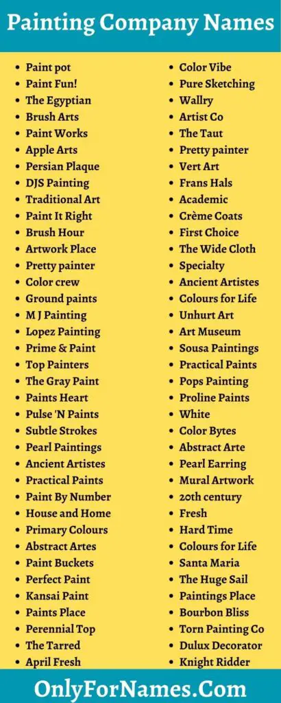 Painting Company Names: 340+ Names For Painting Business