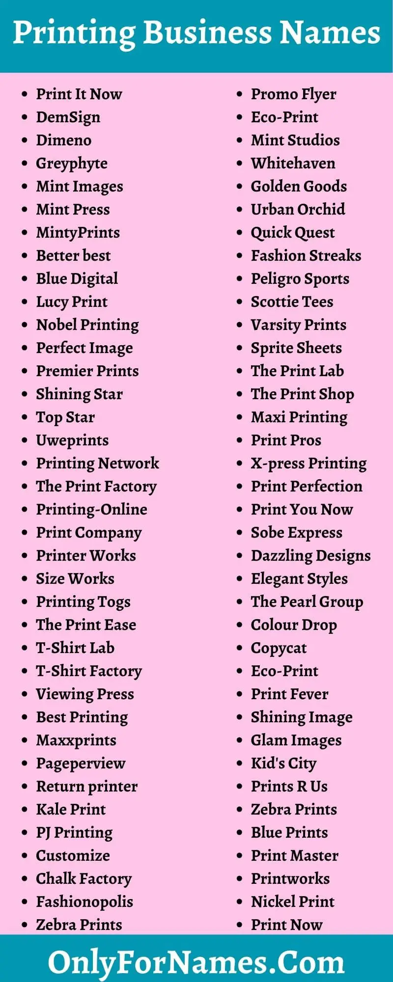 Printing Business Names