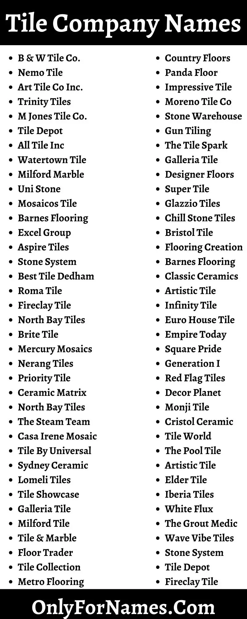Tile Company Names