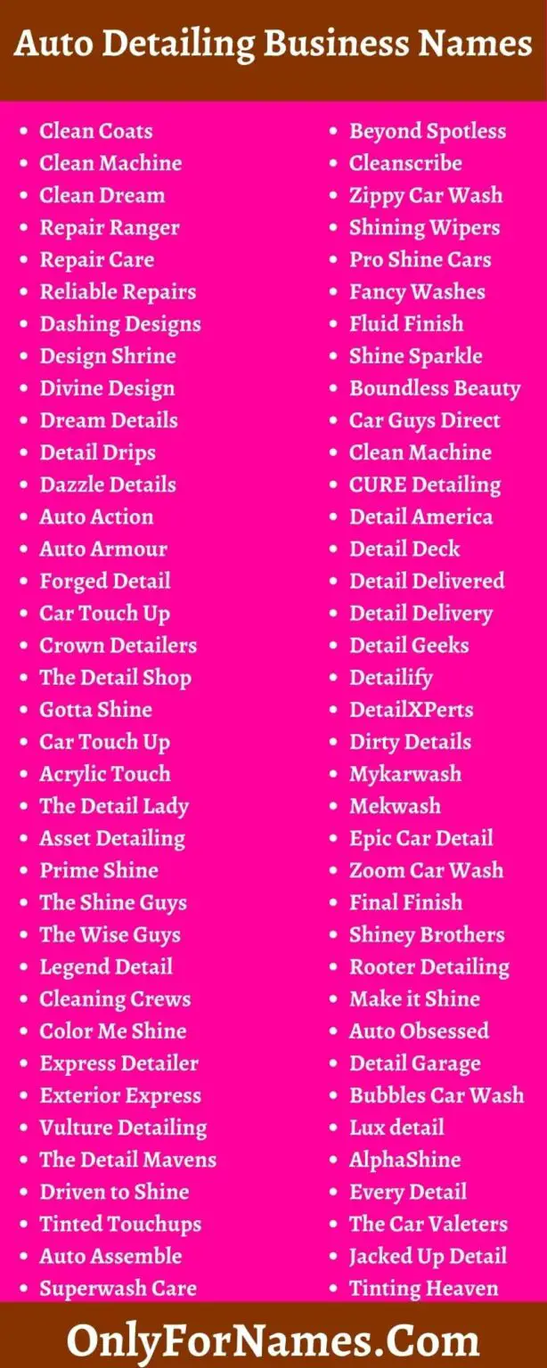 Auto Detailing Business Names For Car & Truck Detailing Business