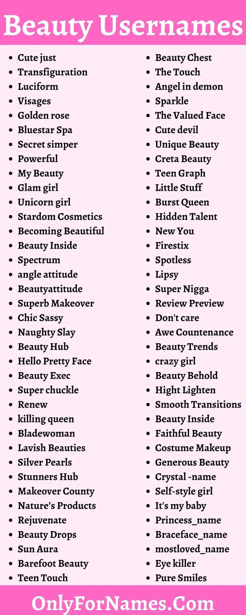 Beauty Usernames