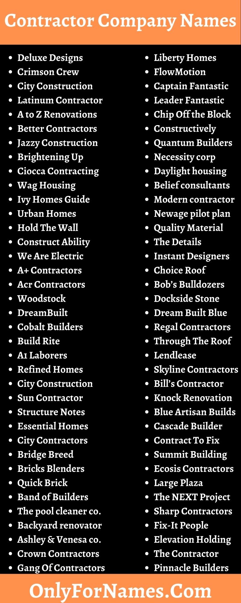 Contractor Company Names