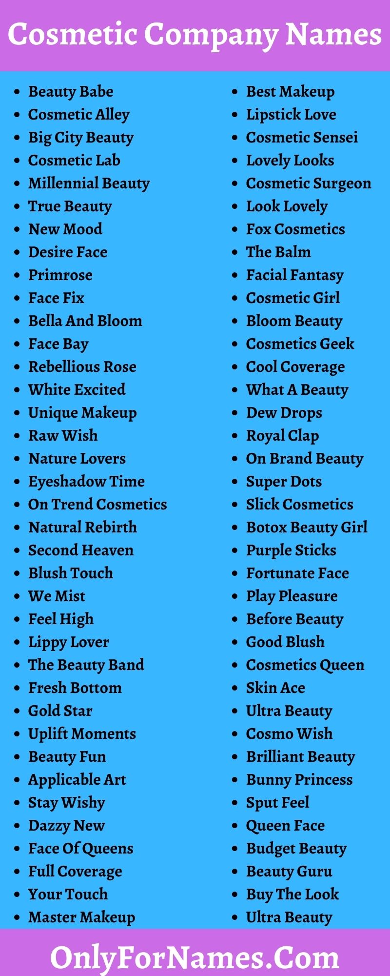 cosmetics brands names