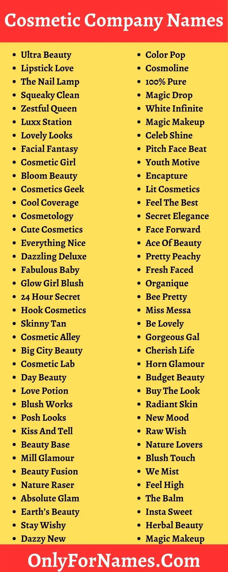 Cosmetic Company Names Brand Name