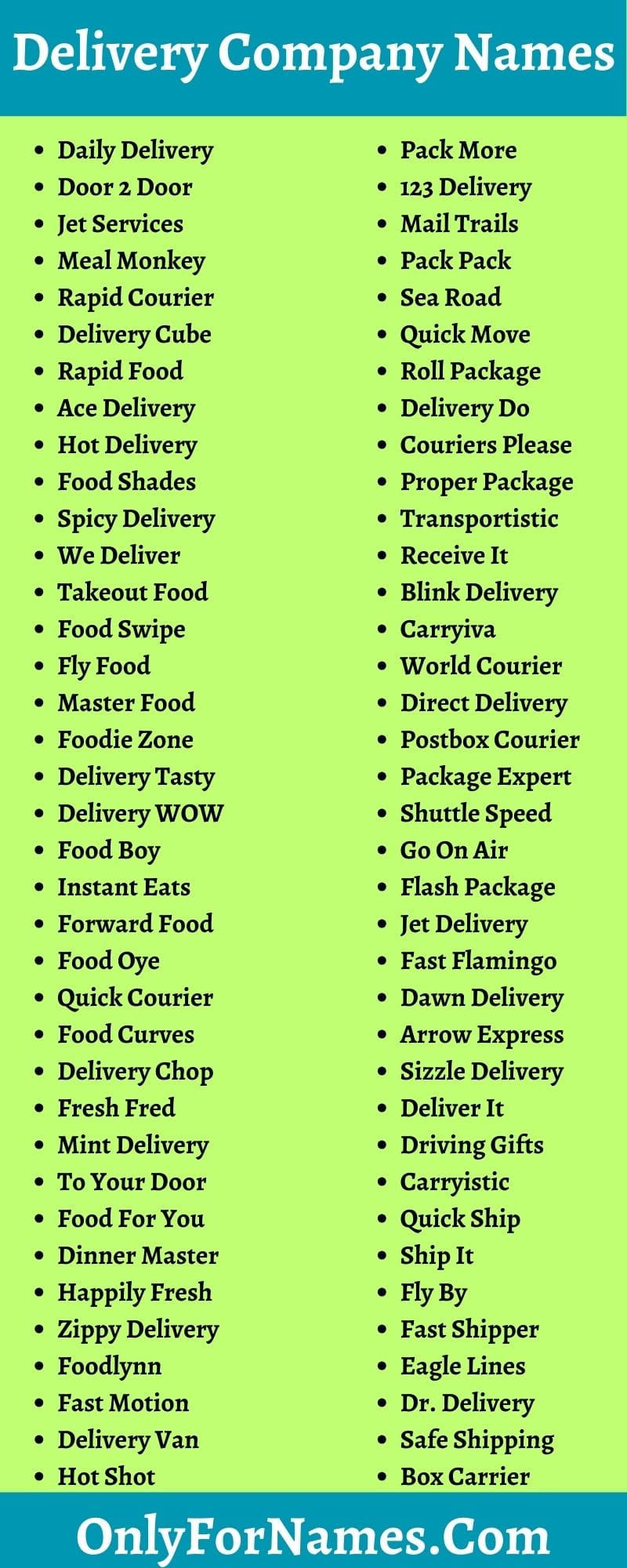 Delivery Company Names