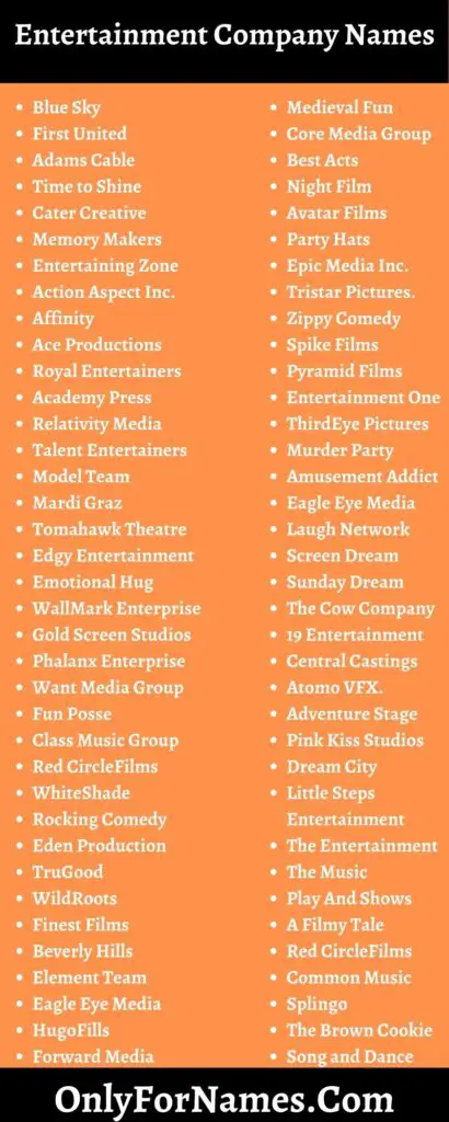 337+ Entertainment Company Names & Suggestions