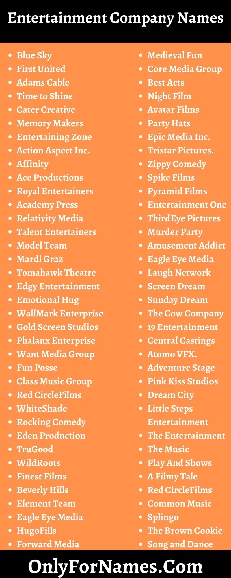 337+ Entertainment Company Names & Suggestions