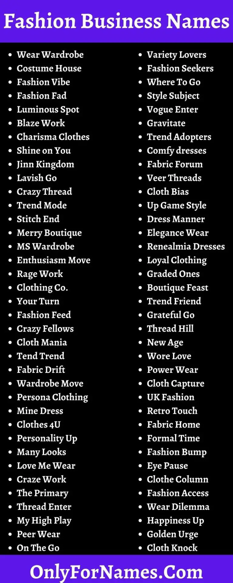 505 + Fashion Business Names & Ideas For Naming Fashion Brand