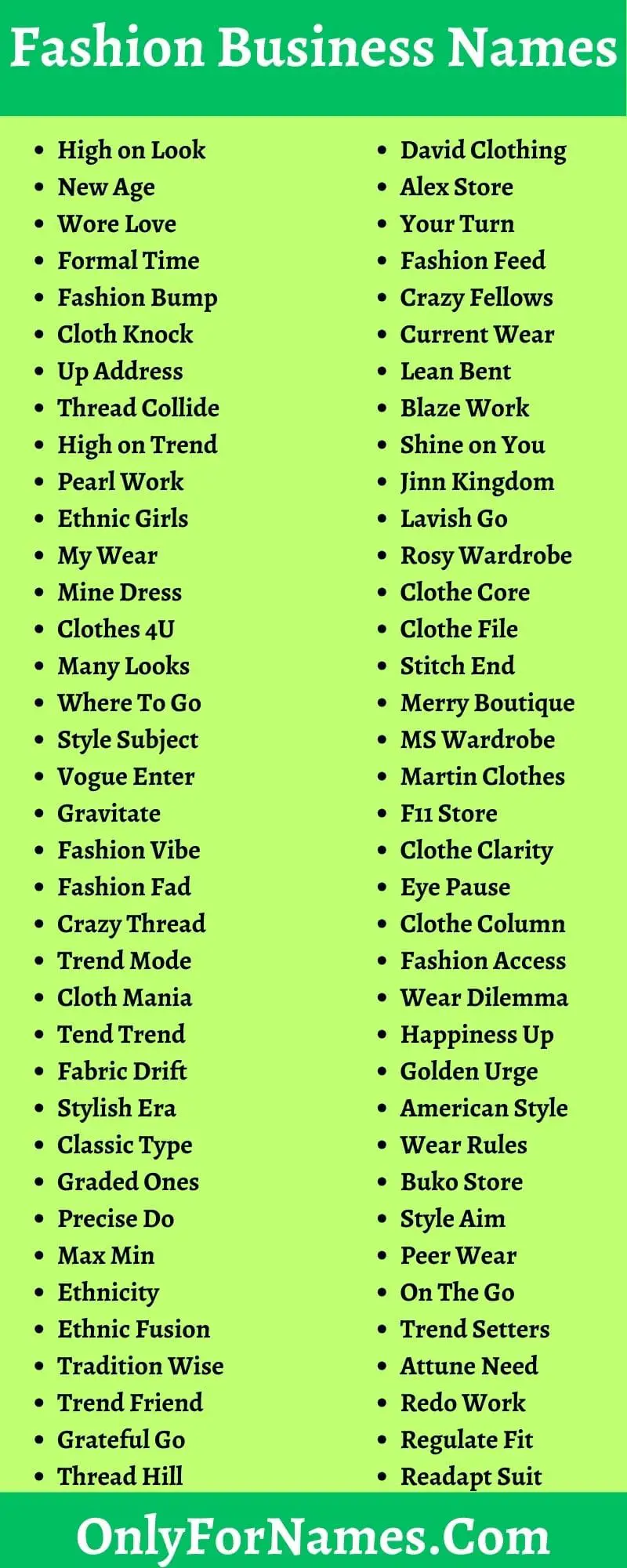 Fashion Business Names