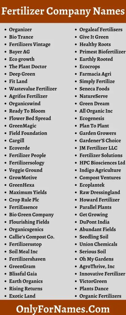 Fertilizer Company Names: 400+ Fertilizer Company Name Suggestions