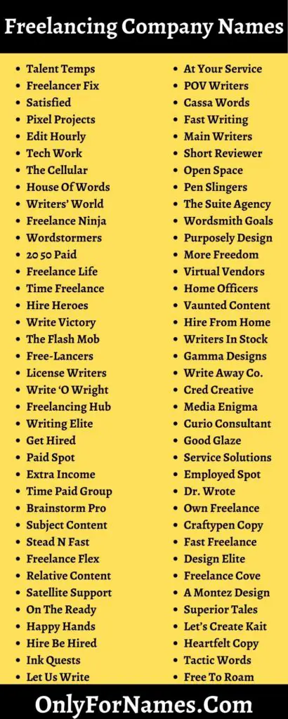 Freelancing Company Names: 400+ Freelance Business Name Ideas