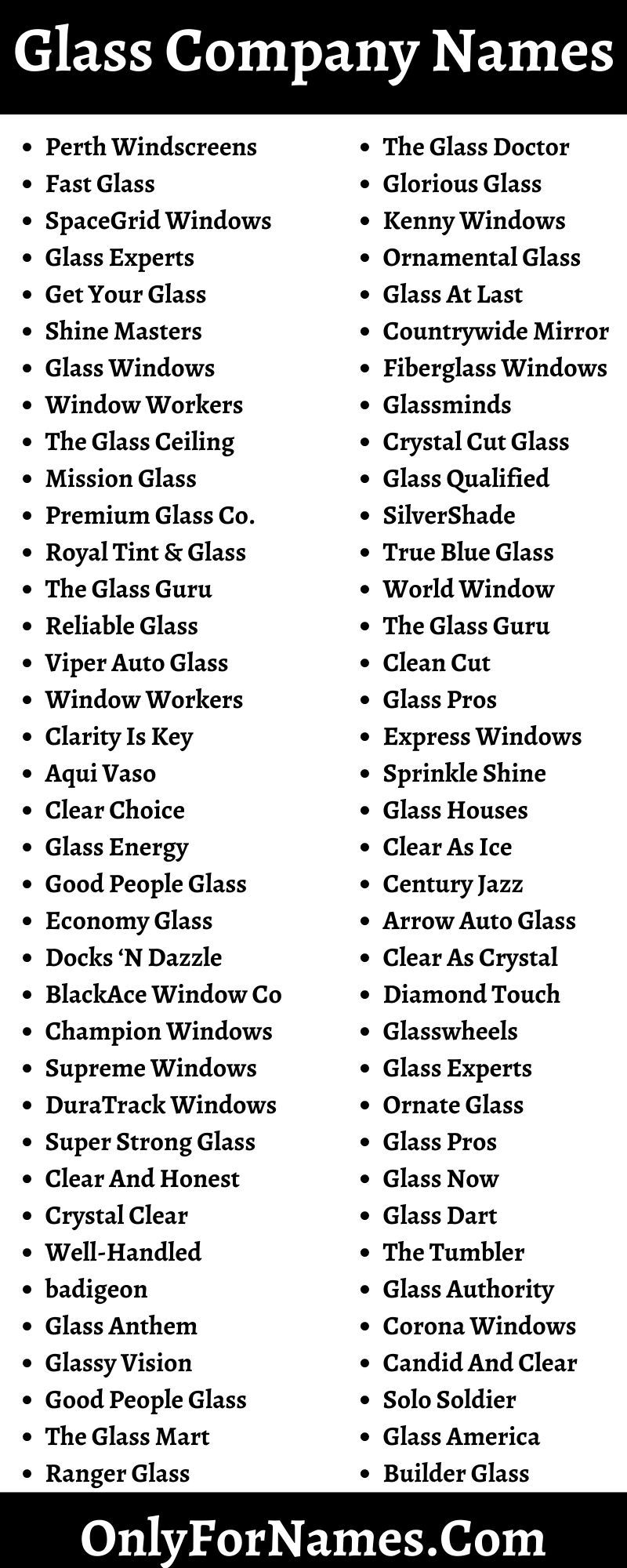 Glass Company Names