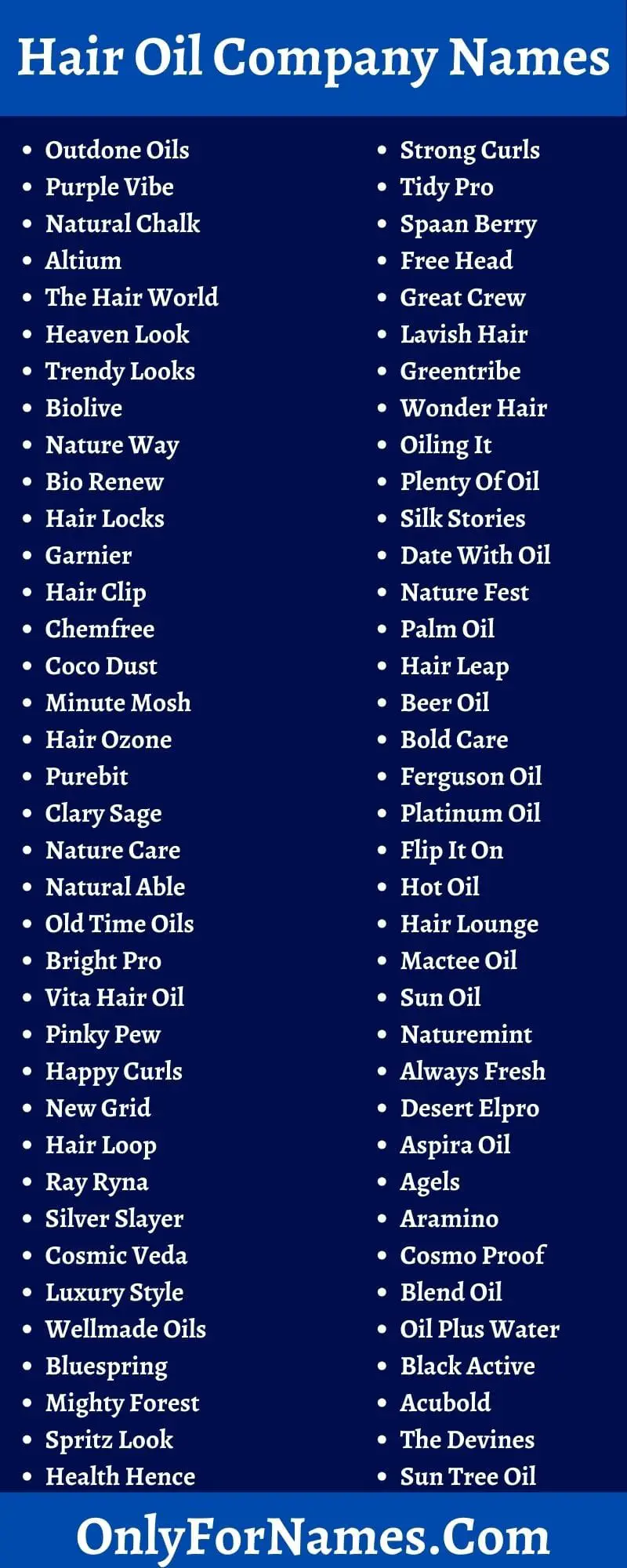 Hair Oil Company Names