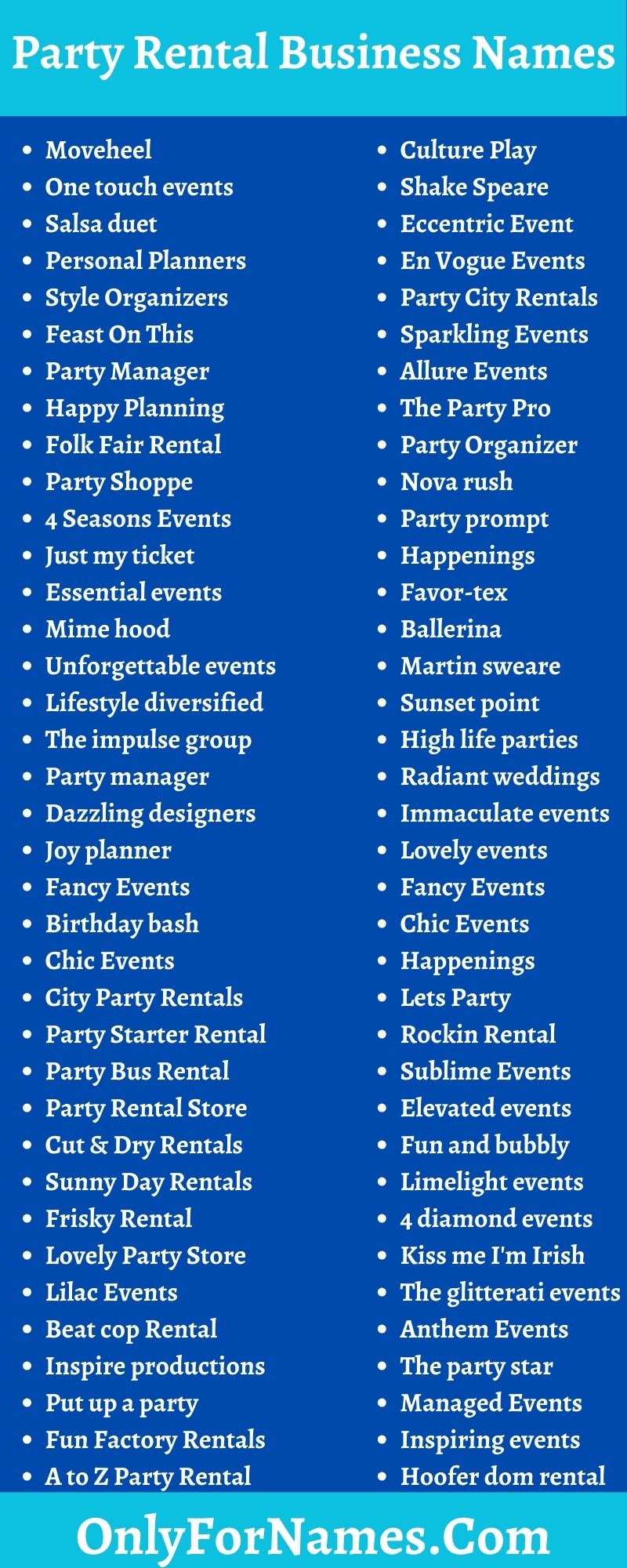 Party Rental Business Names