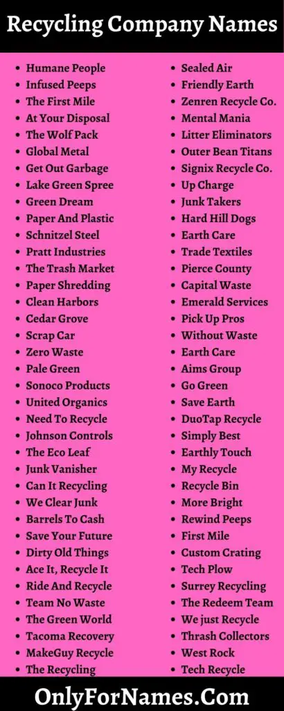 319+ Recycling Company Names For Recycling Company