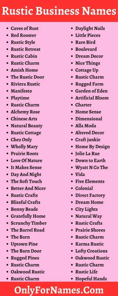 369+ Rustic Business Names & Rustic Brand Name Ideas