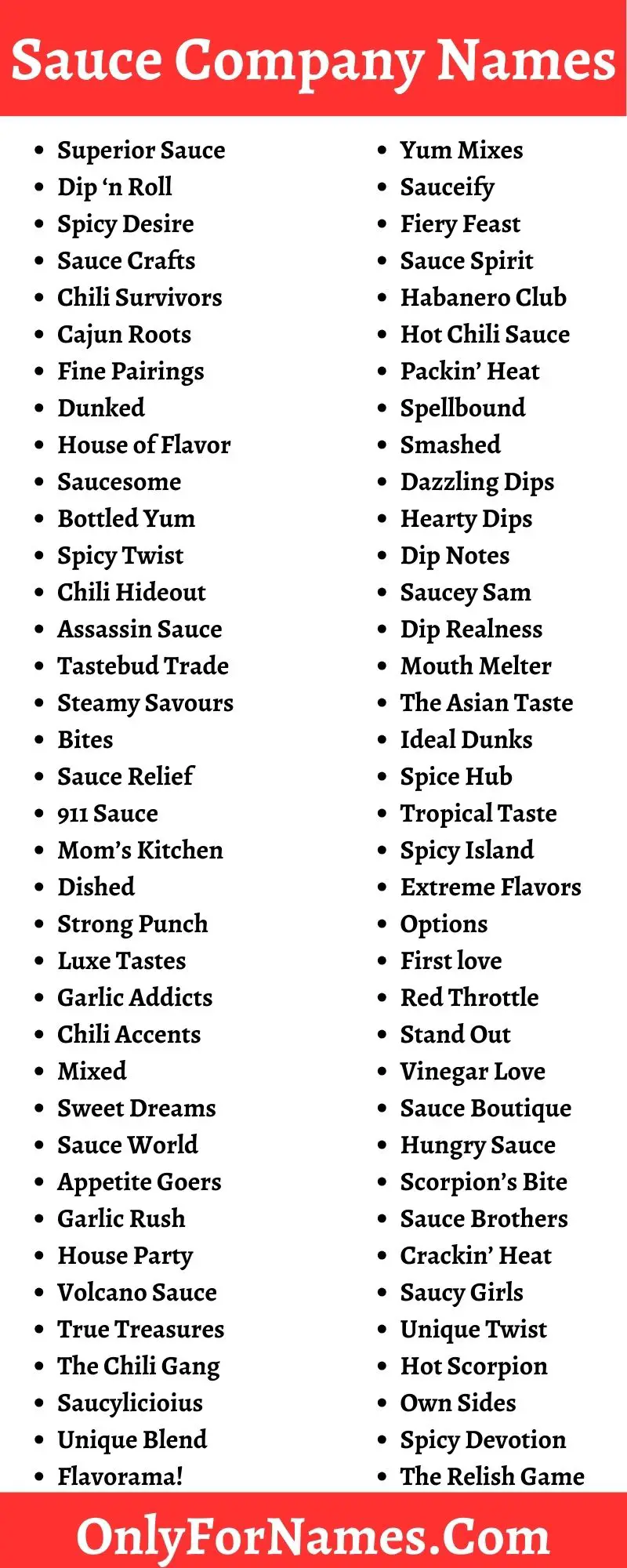 Sauce Company Names: 420+ Brand Names For Hot Chili Sauce