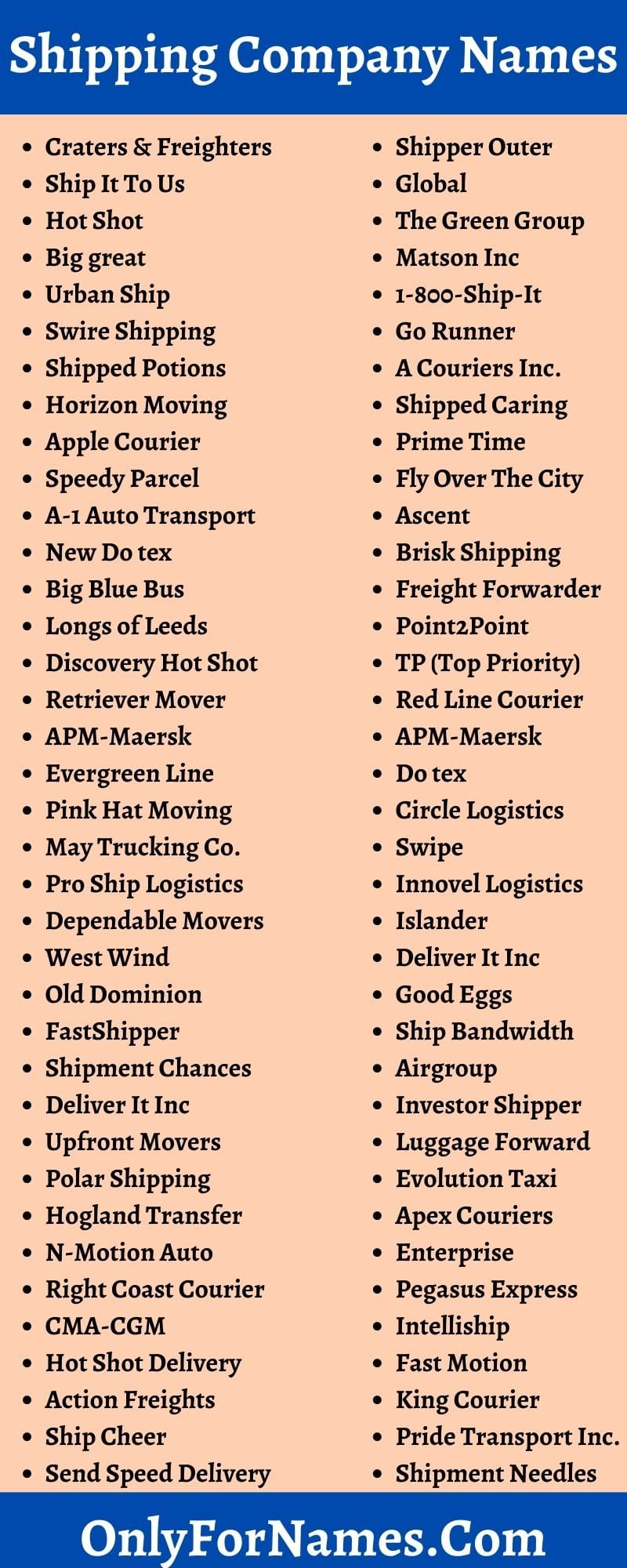  Shipping Company Names 450 Delivery Logistic Company Names