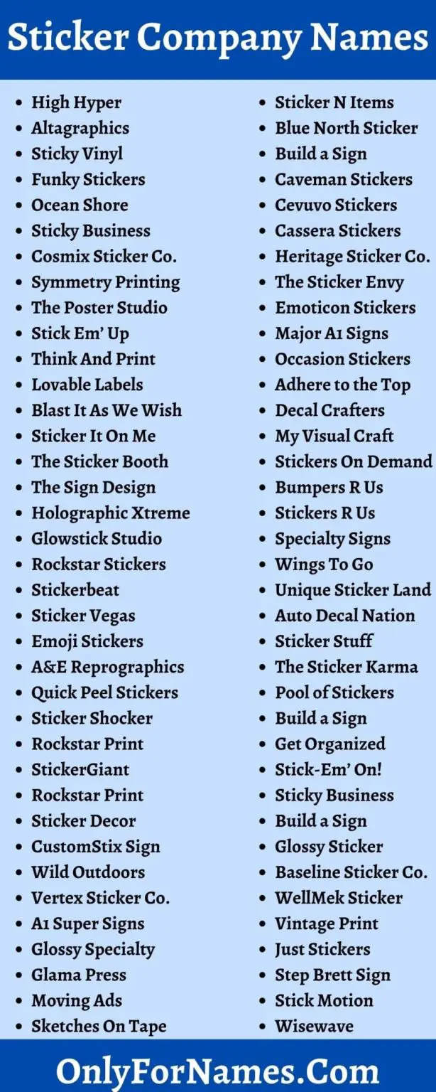 Sticker Company Names: 403+ Catchy Sticker Business Names