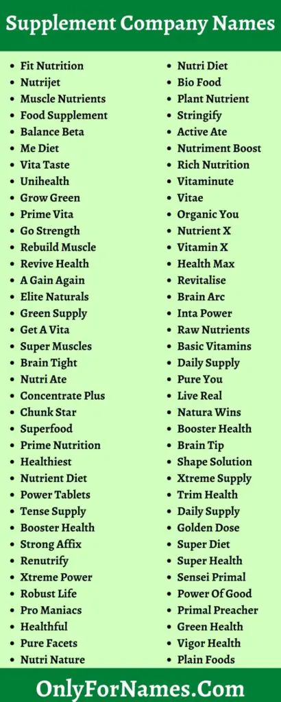 Supplement Company Names: 400+ Nutrition & Vitamin Brand Names