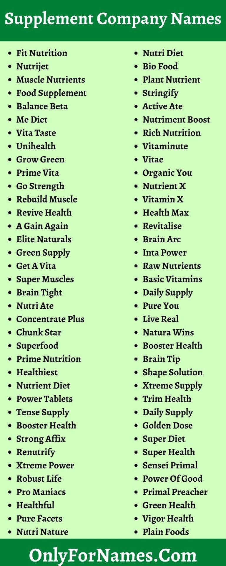 Supplement Company Names: 400+ Nutrition & Vitamin Brand Names