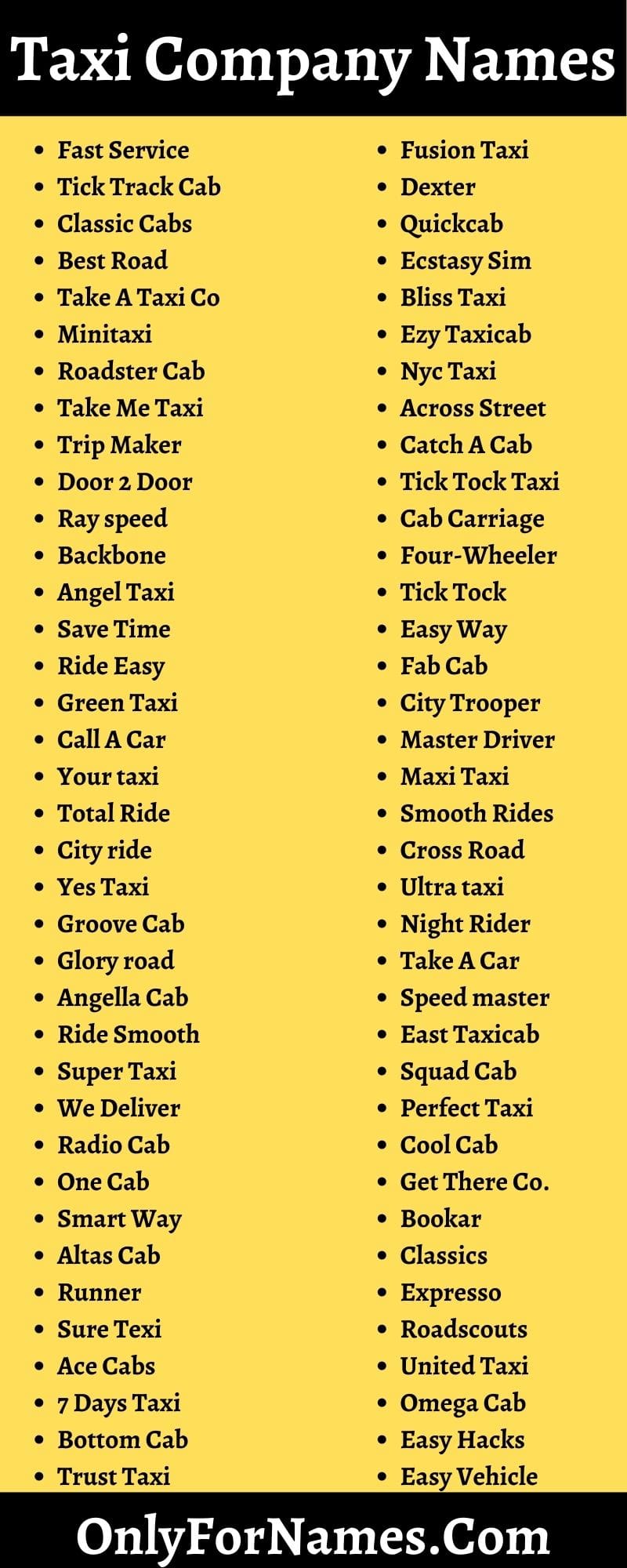 Taxi Company Names