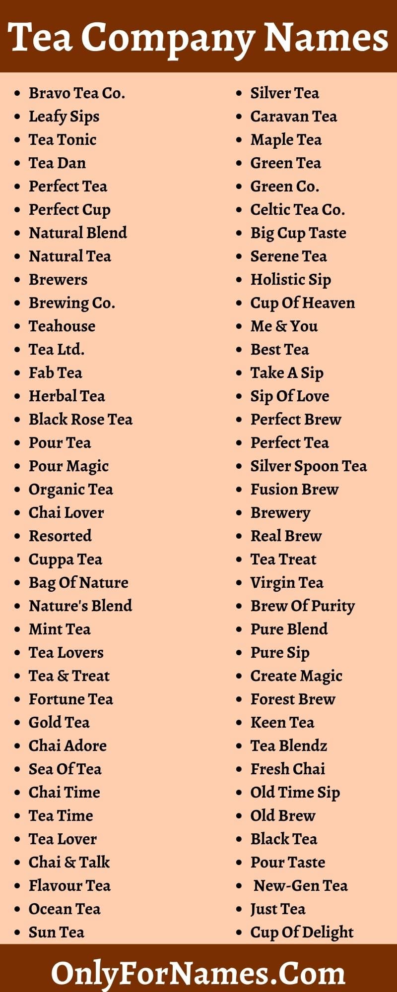 Tea Company Names