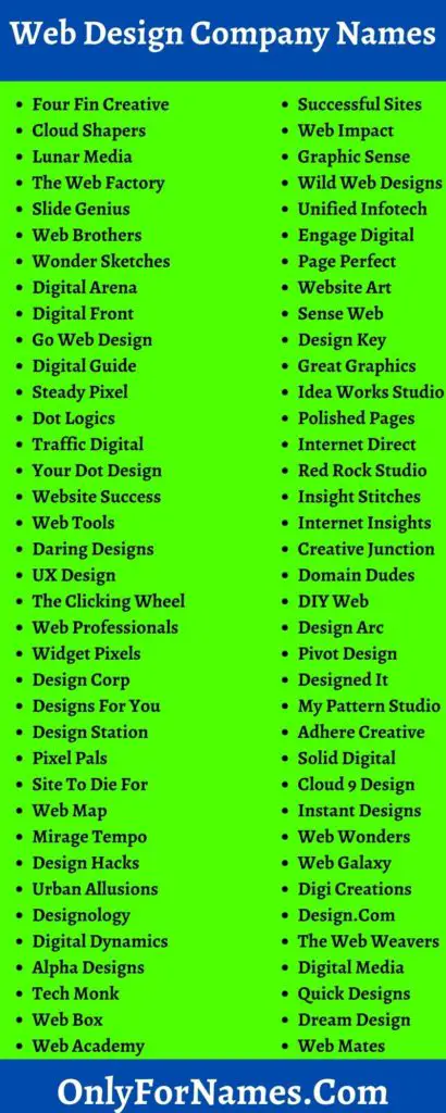 Web Design Company Names: Catchy Names For Web Design Company