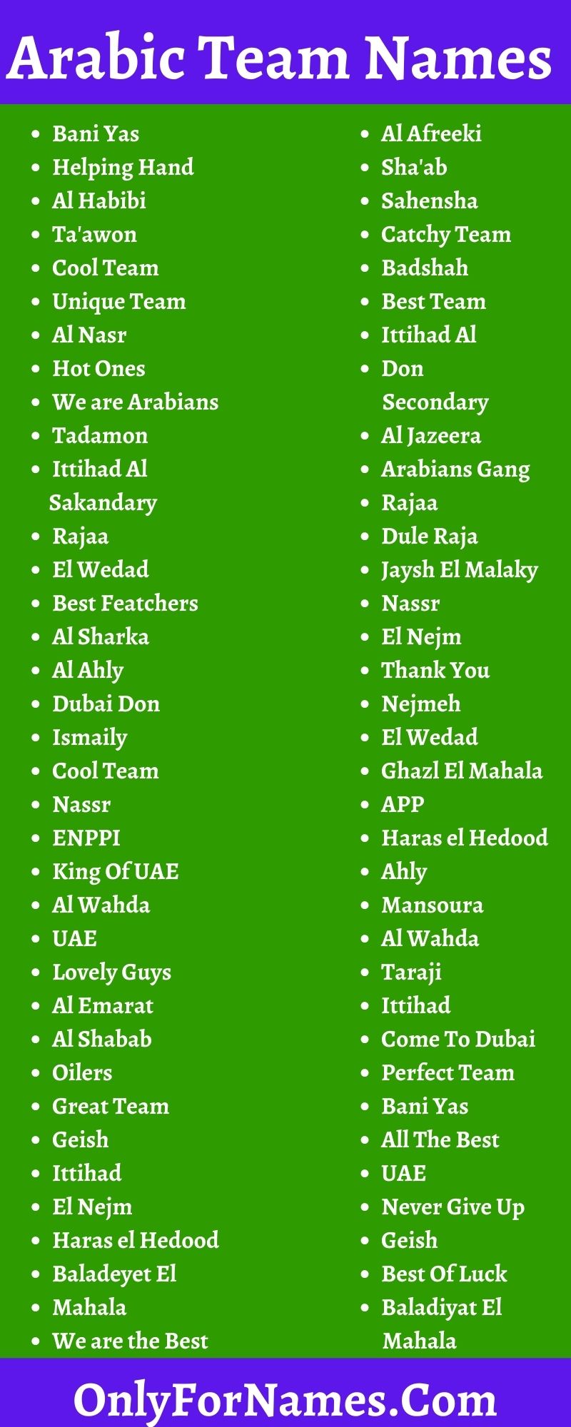 Arabic Team Names