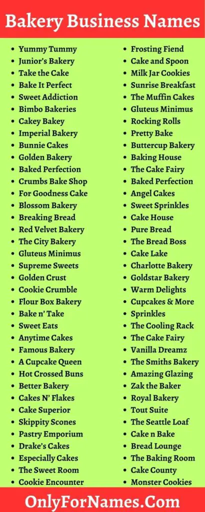 418+ Bakery Business Names & Bakery Company Name Ideas