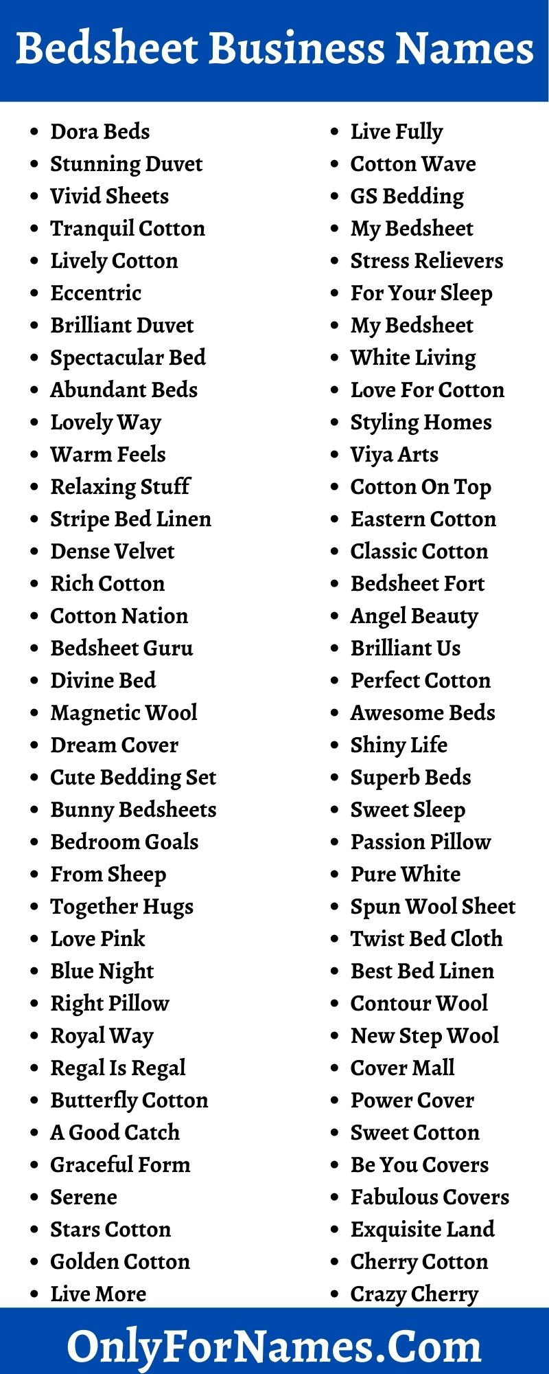 Bedsheet Business Names